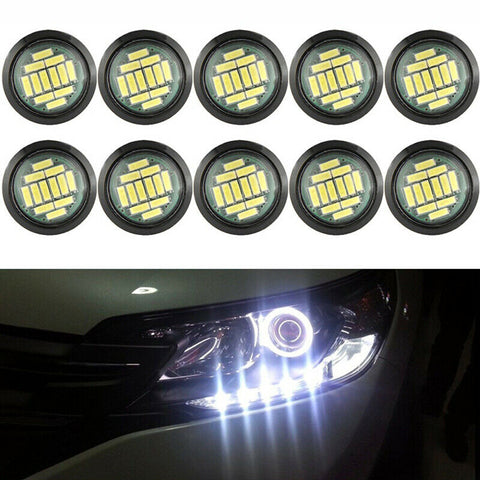 10Pcs 10W White Car DRL Hawkeye COB 12LED SMD Daytime Running Lights Waterproof