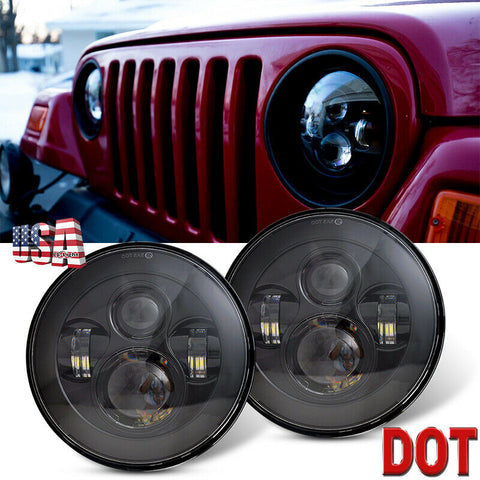 7'' Round Cree LED Headlights High Low Beam for Jeep Wrangler JK TJ LJ CJ Hummer
