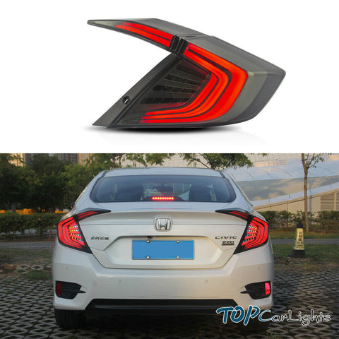 VLAND Smoked Taillight 4PCS For Honda Civic 10th Gen 2016 2017 Rear Lamps W/ LED