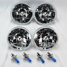 FOUR 5.75" 5 3/4 Round H4 Clear Glass Headlight Conversion w/ Bulbs Set Chevy