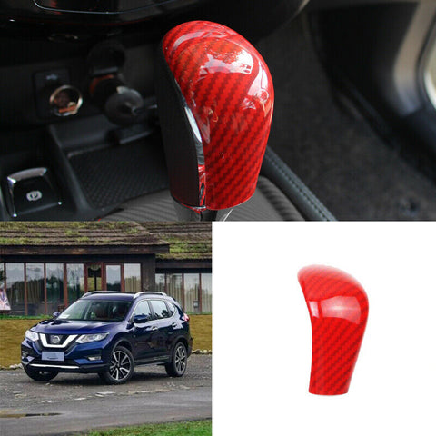 For Nissan Rogue 2014-2020 ABS Red Carbon Fiber car Gear shift knob cover trim