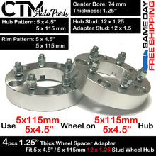 4PC 1.25" THICK 5x4.5" | 5x115mm 74MM C.B. WHEEL SPACER ADAPTER FIT NISSA MODEL