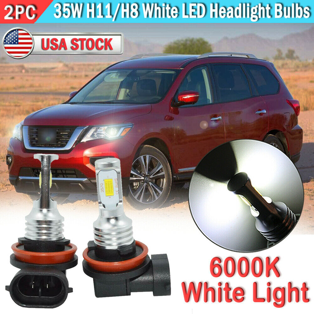 2PC H11 White LED Headlights Low Beam Fit Nissan Pathfinder 13-19 Maxima 09-18
