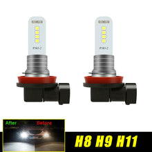 2x Universal H8 H9 H11 LED Fog Driving Light 6000K Super Bright Bulbs DRL White