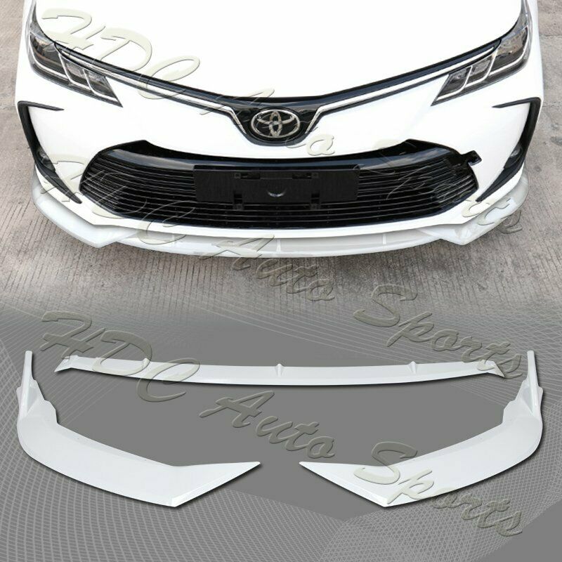 For 2019-2020 Toyota Corolla Painted White Front Bumper Body Spoiler Lip 3PCS