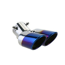 Car Rear Dual Exhaust Pipe Tail Muffler Tip Throat Stainless Steel Tailpipe Blue