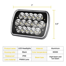 Black 7x6 Pair LED Headlights 1986-1995 Jeep Wrangler YJ 1984-2001 Cherokee XJ