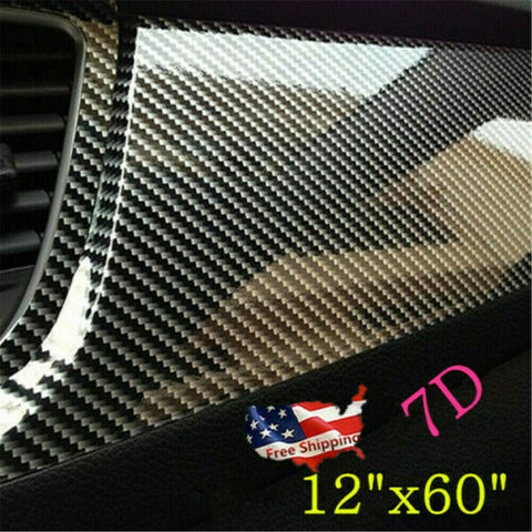 7D Car Stickers Carbon Fiber Vinyl Film Wrap Auto Interior Parts Accessories