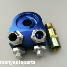 Blue Universal Aluminum Oil Cooler Kit Adapter Sandwich AN10 Fitting Turbo Plate