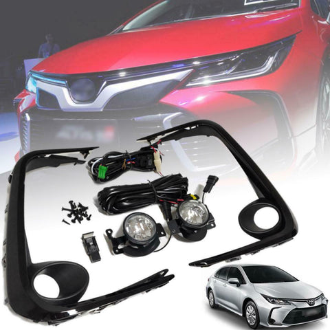 Bumper Fog Lamp Spot Light Black Set Kit For Toyota Corolla E210 2019-2020 Sedan