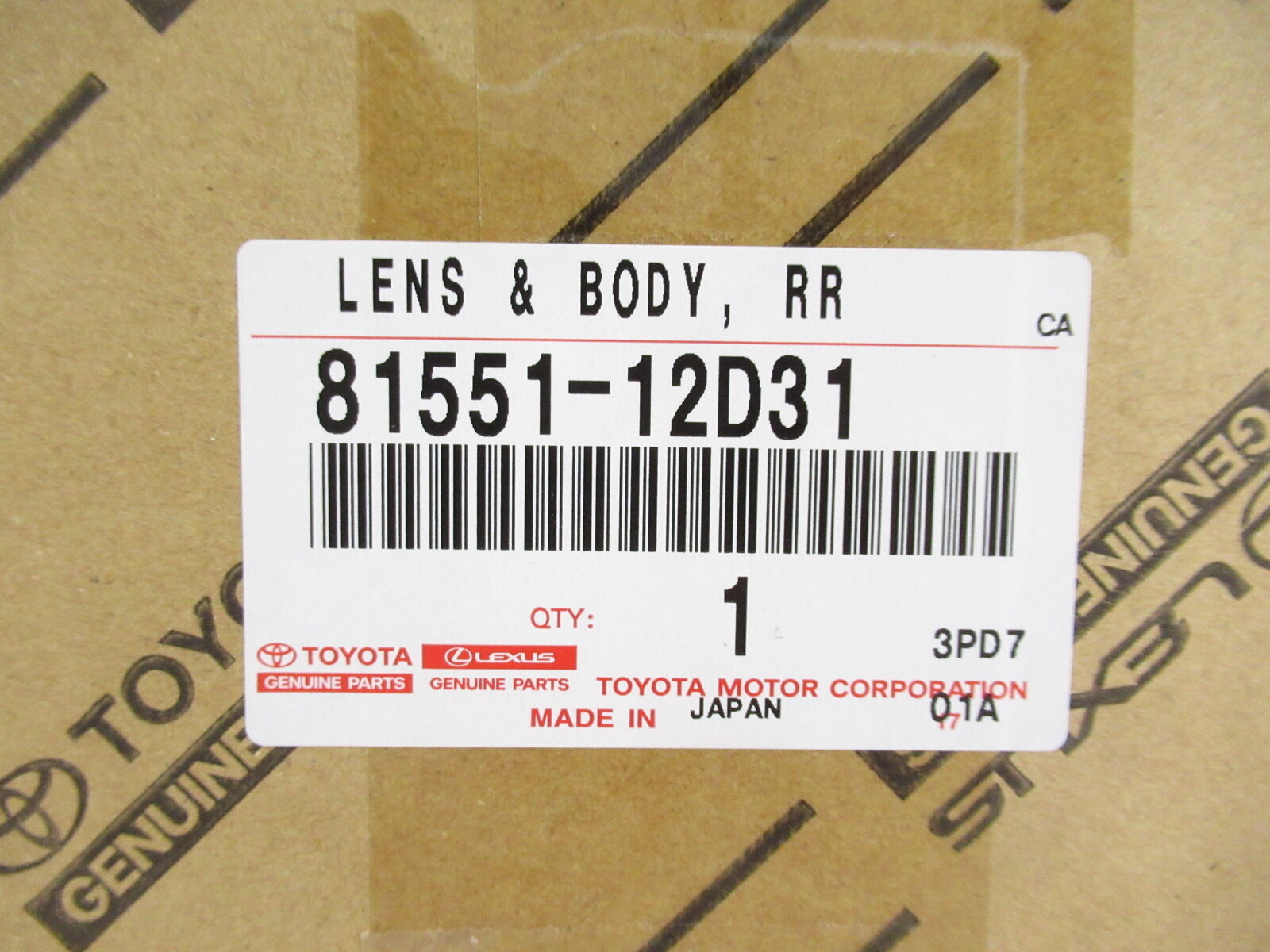 Genuine OEM Toyota 81551-12D31 Passenger Rear Tail Light Assy 2019-2020 Corolla