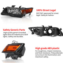 for 2004-2005 Acura TSX Black Projector Headlights Headlamps Assembly Left+Right