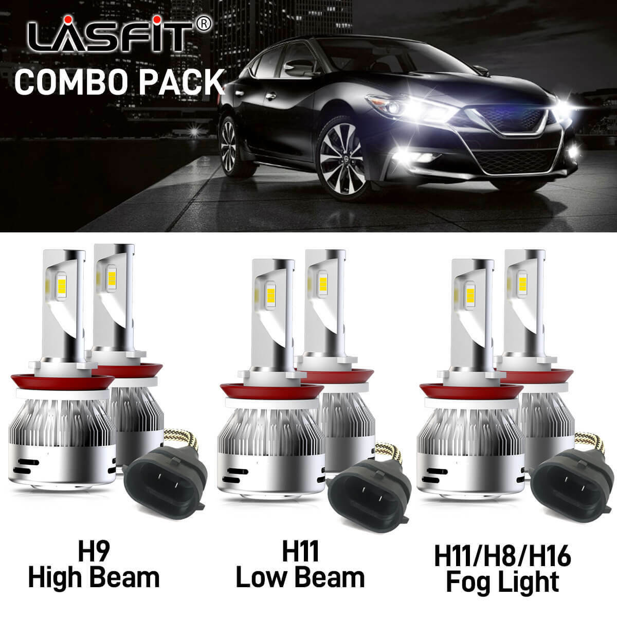 6x Combo LED Headlight Bulbs for Toyota Tacoma 2016-2020 High+Low Beam+Fog Light