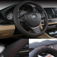 Car Steering Wheel Cover PU Leather Black Red All Weather Cover for 38CM/15" US