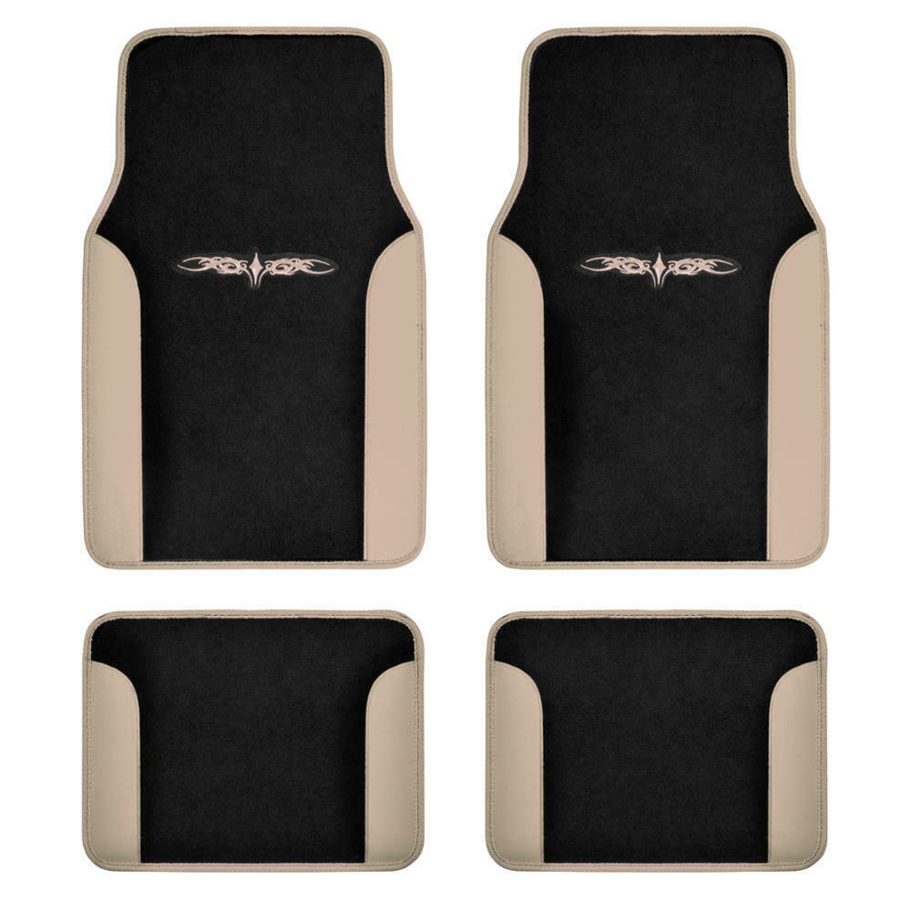 Car Floor Mats 4 Pieces Set Carpet Rubber Backing All Weather Protection