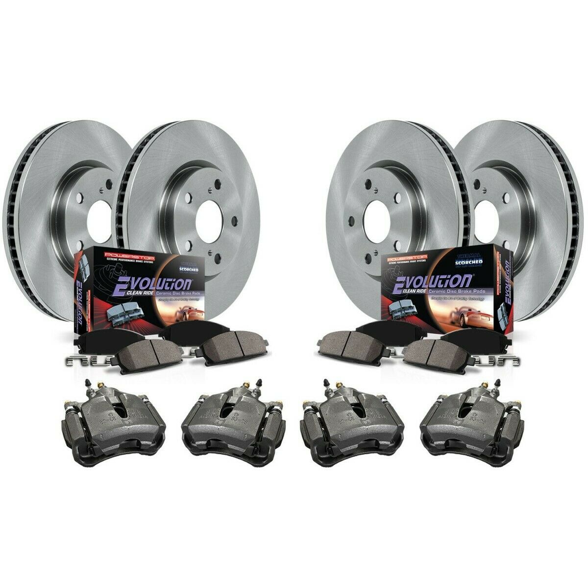 KCOE6361 Powerstop 4-Wheel Set Brake Disc and Caliper Kits Front & Rear New