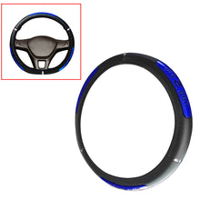 Black Blue PU Leather Car Steering Wheel Cover Anti-slip Protector For 37cm-38cm