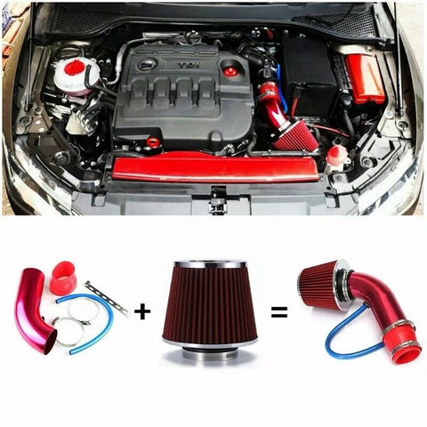 Car Cold Air Intake Filter Induction Kit Pipe Power Flow Hose System Kit Red