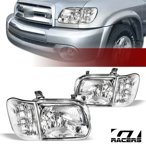 For 2005-2006 Tundra Double/Sequoia Chrome Housing Headlights+Corner Signal Nb
