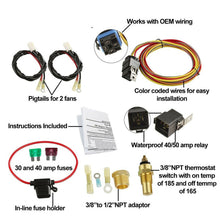 12V Car Dual Electric Cooling Fan Wiring Harness Thermostat Controlled Relay Kit