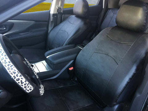 2 Black PU Leather Front Car Seat Covers to Rouge 853 Black