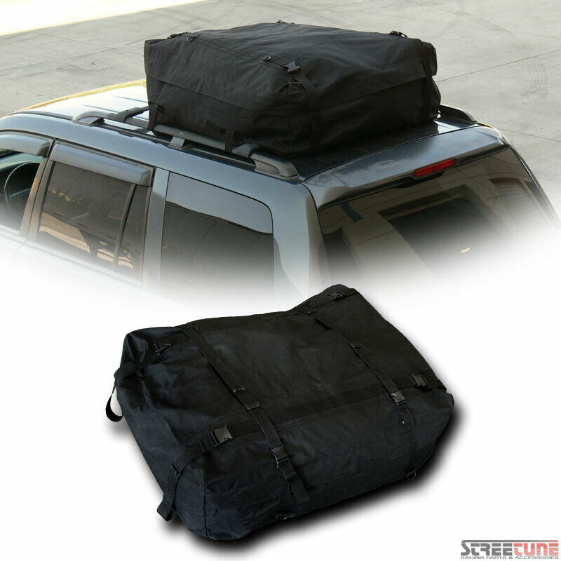 Black Waterproof Rainproof Roof Top Cargo Rack Carrier Bag Storage w/Straps S24