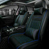 US Deluxe Car Cushion PU Leather 5-Seats Cover Set W/4×Pillows Black & Blue Line
