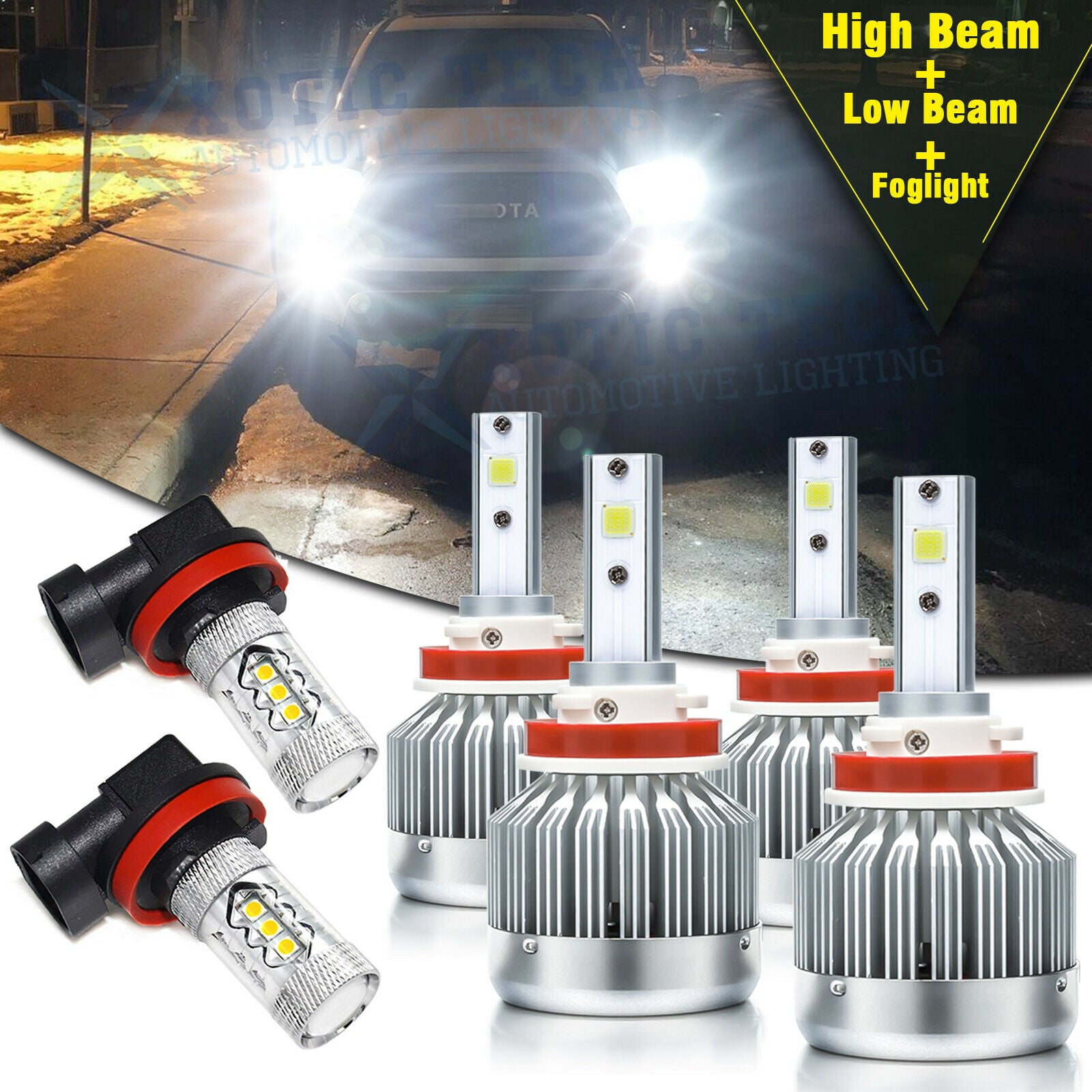 For Toyota Tacoma 2016-2020 LED Headlight High Low Fog Light Bulbs Combo Kit 6x