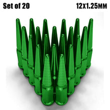 20 Spike Lug Nuts 12x1.25 fits Q50 Nissan Maxima GT-R Sylivia Subaru WRX Green