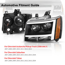 For 07-14 Chevy Avalanche/Suburban/Tahoe Black LED TUBE DRL Projector Headlight