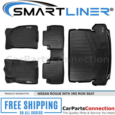 SMARTLINER Floor Mats Cargo Liner For Nissan Rogue 14-20 Black A0151/B0151/D0237