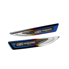 2x Mugen Burnt Blue Metal Carbon Fiber Emblem Car Trunk Side Wing Fenders Badge