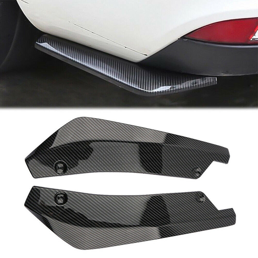 2pcs Car Rear Bumper Corner Lip Diffuser Splitter Canard Protector Carbon Fiber