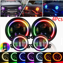 7" RGB LED Halo Headlights + Fog Light Combo Kit For Jeep Wrangler JK 2007-2017
