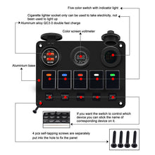 Waterproof Car Boat Rocker Switch Panel Gang w/Dual USB Socket Cigarette Lighter