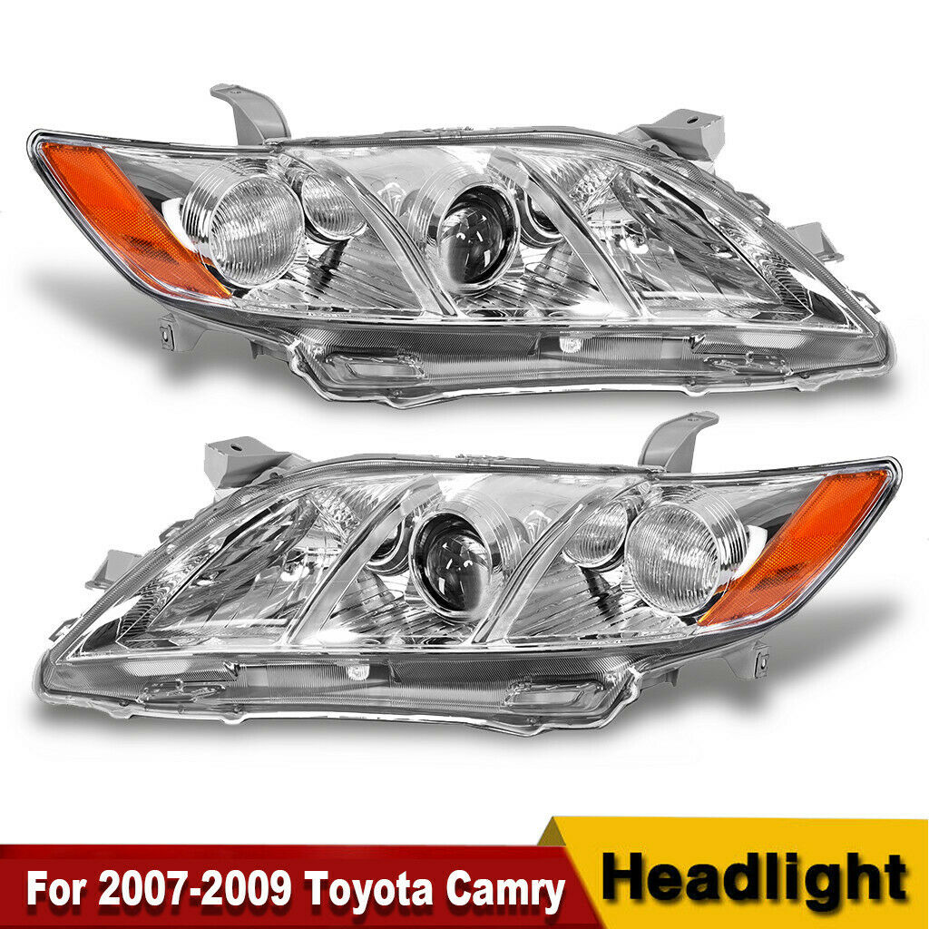 Fit 2010-2011 Toyota Camry Chrome Housing Amber Corner Projector Headlight/Lamp