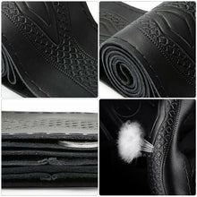 38cm Genuine Leather Car Steering Wheel Cover Black Non-Slip DIY w/Needle Thread