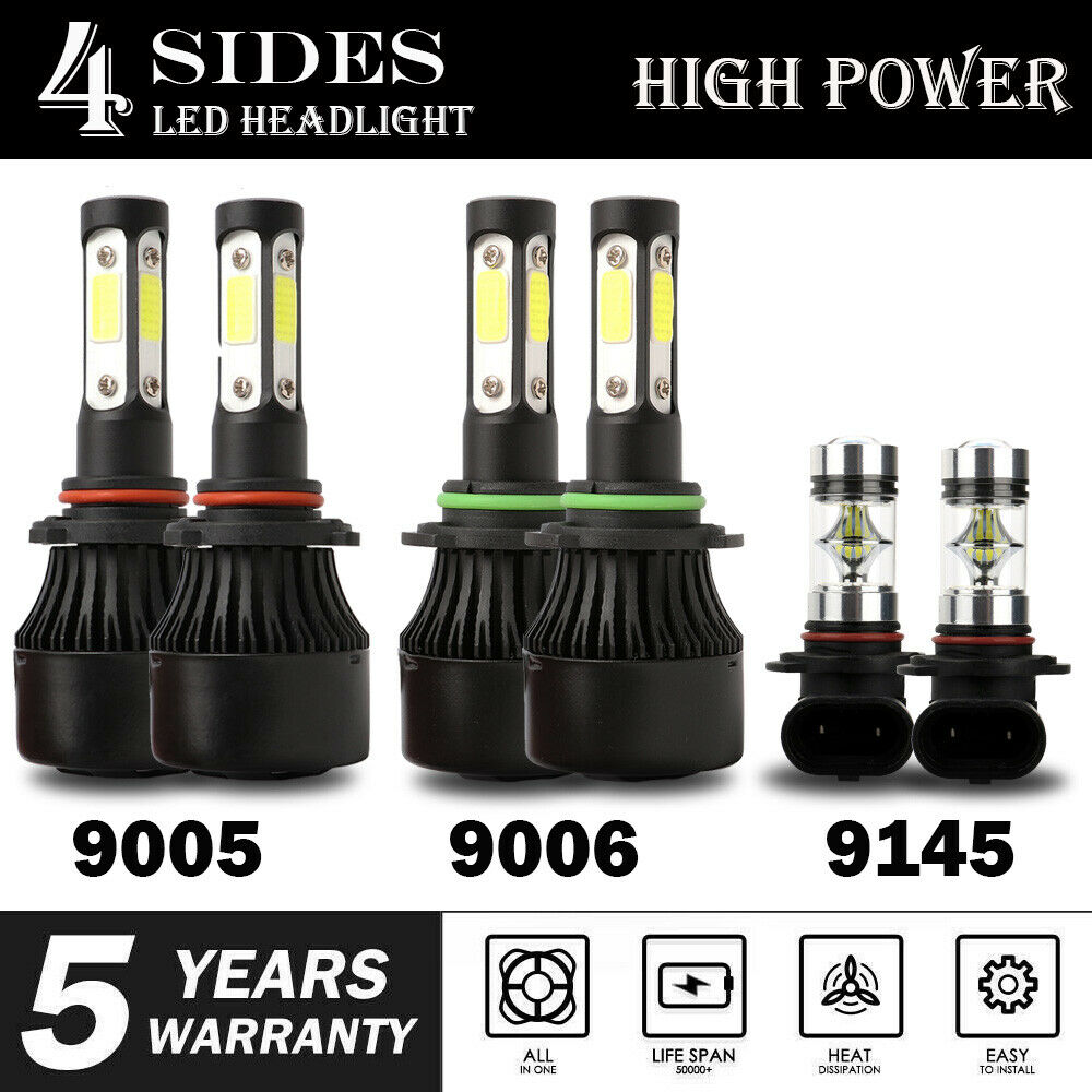 4-sides LED Headlight+Fog Light for Chevy Silverado 1500 2500HD 3500HD 2003-2006