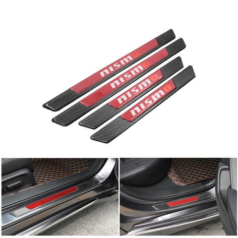 4PCS Carbon Fiber Car Door Scuff Sill Cover Panel Step Protector For Nismo