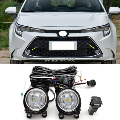 For Toyota Corolla 2020 w/Bulb Switch Cable Bezel Car Bumper Fog Lamp Kit 1SET
