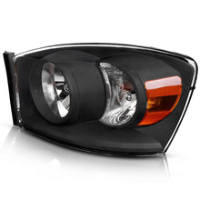 for 2006-2008 Dodge Ram 1500 2500 3500 Black Amber Headlights Headlamps Assembly