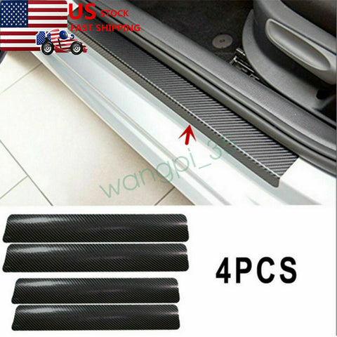 4X Accessories Car Stickers Carbon Fiber Door Sill Protector Scuff Plate Trim US