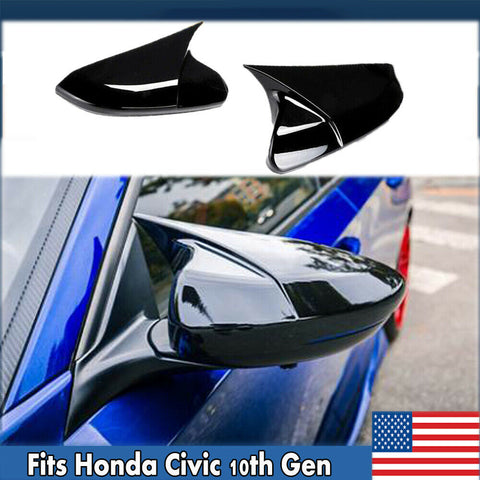 Fits Honda Civic10th Gen Rear View Side Mirror Cover Trim Ox Horn Cap Glossy BL