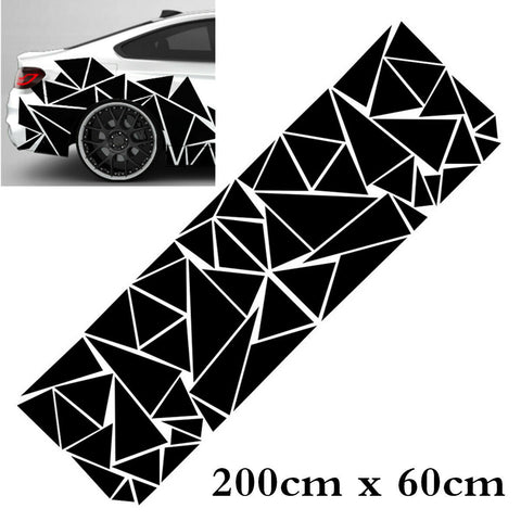 1pcs Geometric Triangle Graphics Decal Glossy Black Universal For Car Body Side