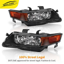 Black Projector Headlight for 2004 2005 Acura TSX Xenon HID Headlamp Replacement