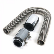 24" Stainless Steel Chrome Radiator Flex Coolant Water Hose Kit w/Radiator Cover