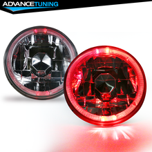 5" Inch Round Headlights Conversion Angel Eye Crystal Clear Red Halo LED 2Pcs