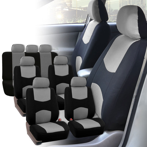 Seat Covers for 3Row 7 Seaters SUV Van Universal Fitment Gray Black