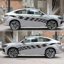 2x Racing Car Side Full Body Decal Stripes Graphics Black Plaid Sticker 110"×13"