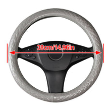 M 38cm Genuine Leather Car Steering Wheel Cover Diamond Breathable Non-Slip Grip